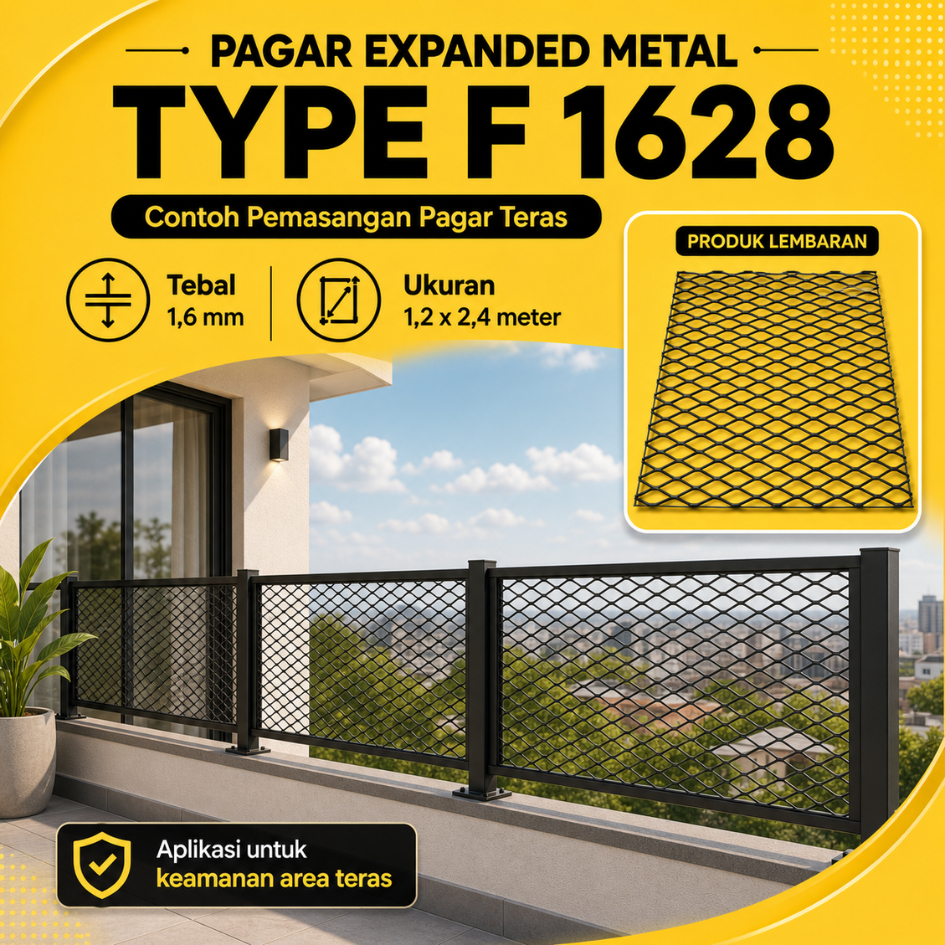 Expanded Metal F1628 Premium – Pagar Besi Kuat Rumah, Anti Karat & Tahan Lama | Variasi Ukuran