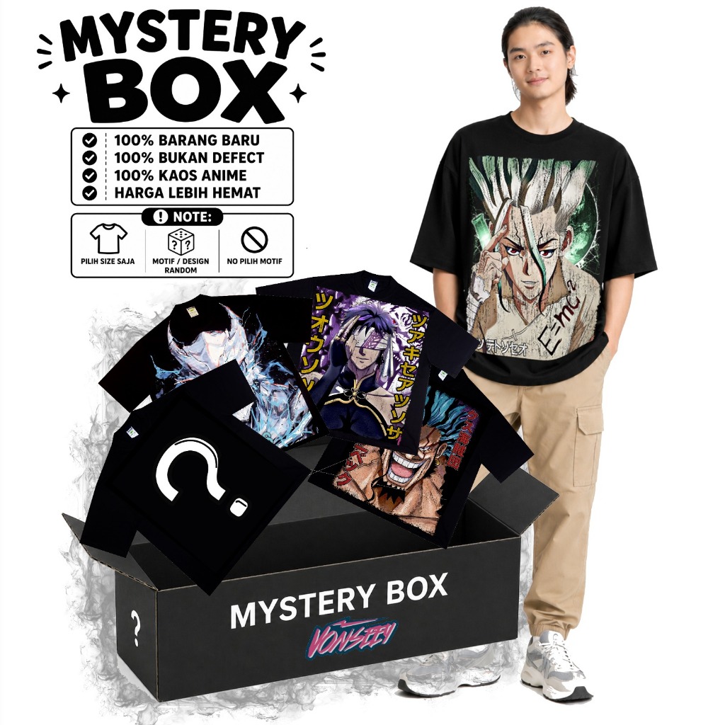 MYSTERY BOX VONSEEY CUCI GUDANG KAOS OVERSIZE MANGA ANIME