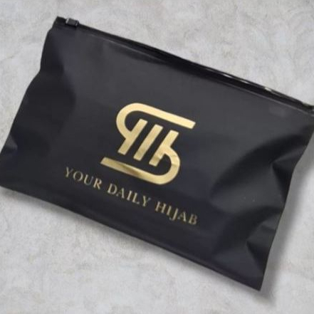 [ 20 X 15 ] POUCH HITAM CUSTOM / POUCH HIJAB / ZIPLOCK CUSTOM LOGO / ZIPPER BAG / KEMASAN HIJAB