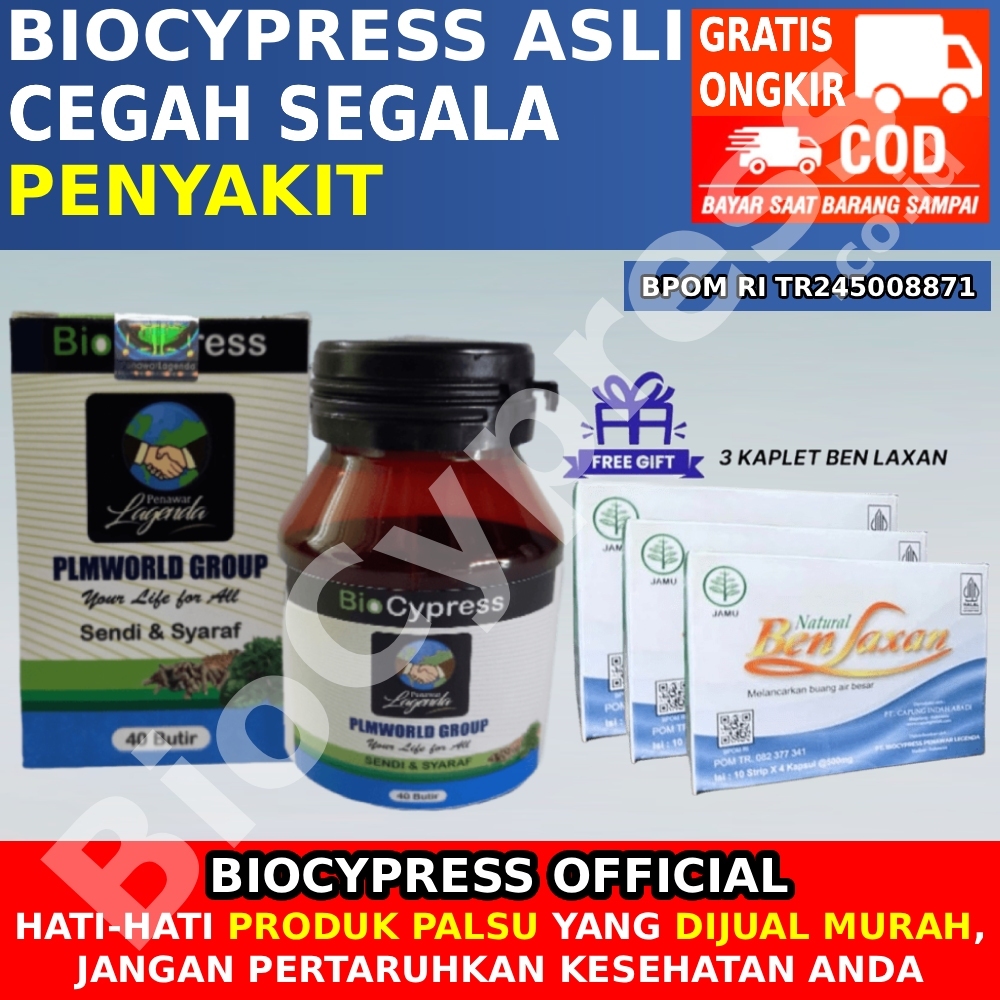 BioCypress Original isi 40 Butir, Solusi Obat Herbal Stroke, Asam Urat, Kolesterol, Diabetes, Asam L
