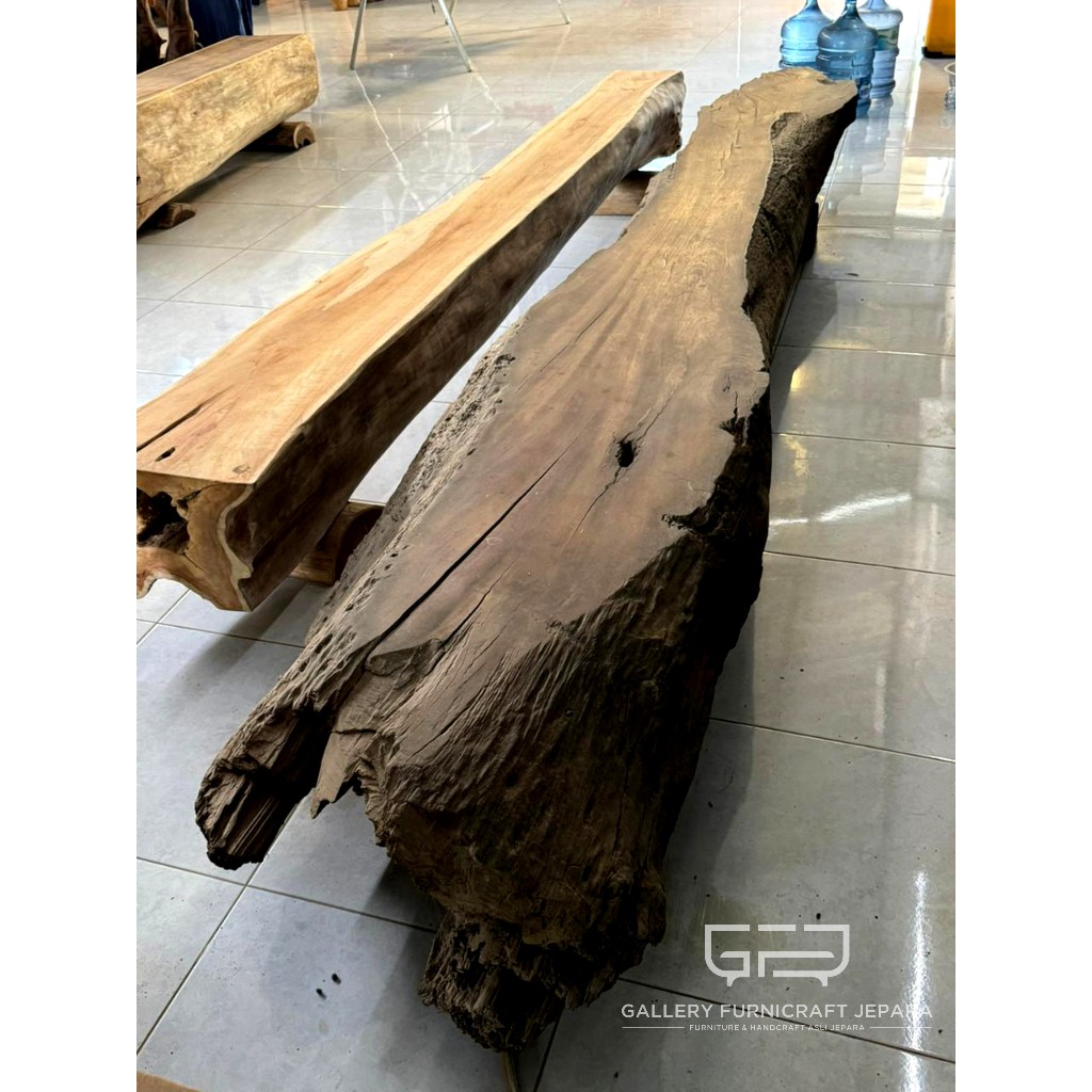 Bangku Taman Besar Kayu Fosil 370x50-60x40cm
