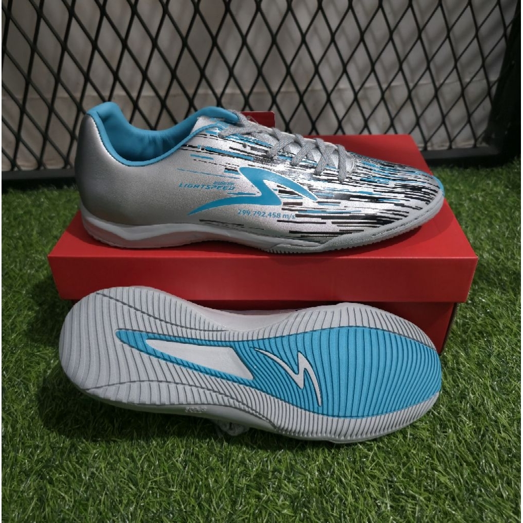 100% ORIGINAL SEPATU FUTSAL SPECS LS REBORN IN SILVER BLACK AQUA ORIGINAL 100%