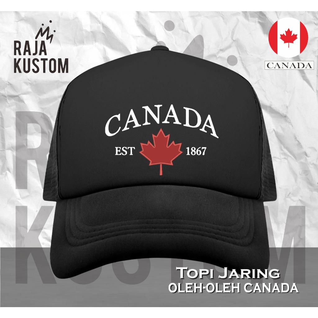 TOPI JARING TRUCKER HITAM OLEH OLEH KOTA  OTTAWA MONTREAL CANADA BANYAK PILIHAN GAMBAR MURAH PREMIUM