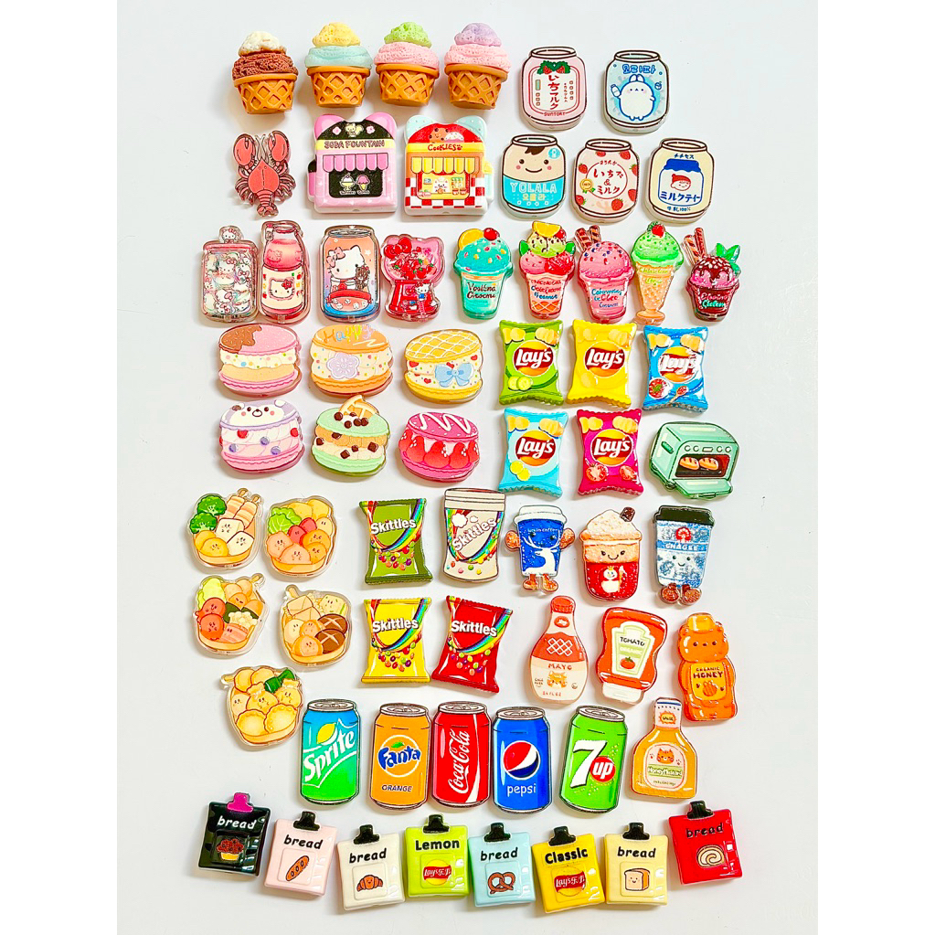 Manik Akrilik LUBANG TEMBUS / Acrylic Beads Makanan Steamboat Hot Pot Dessert Macaroon Cake Kue Roti