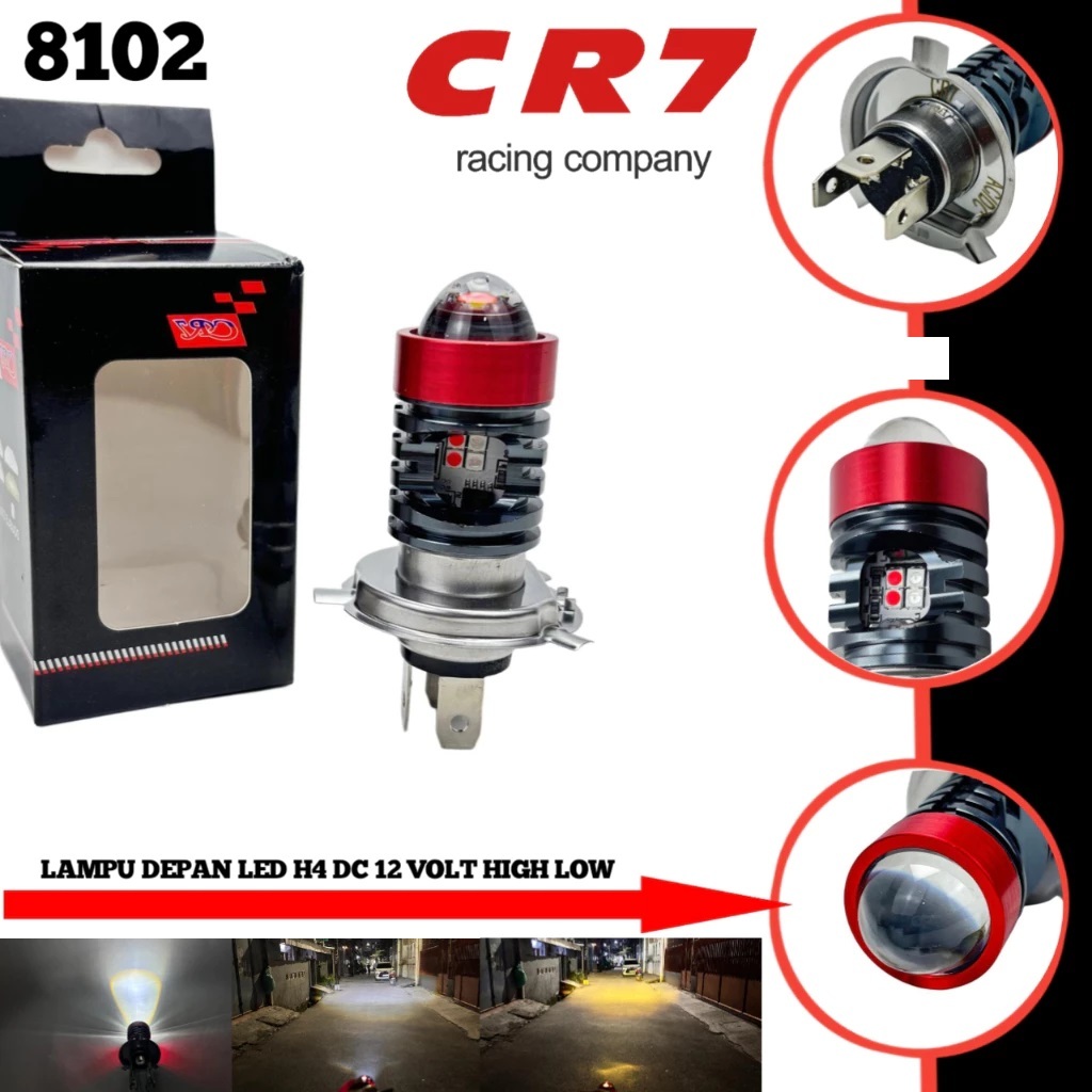 Lampu Utama LED H4 CR7 Putih Kuning