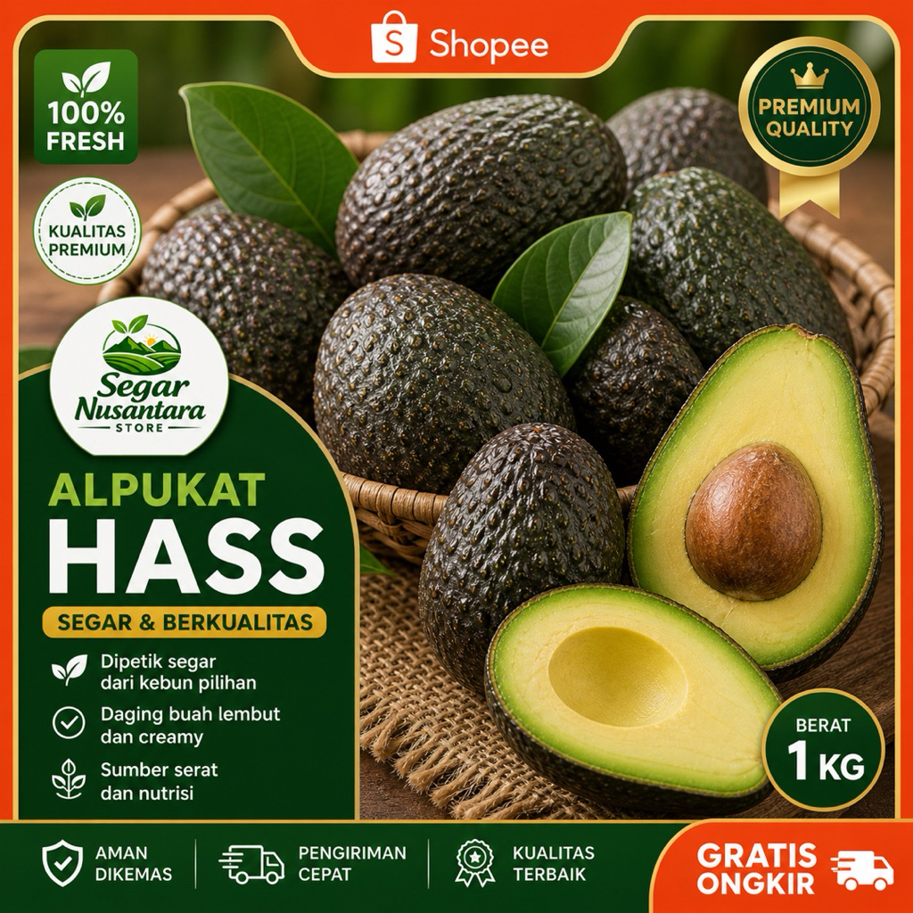Alpukat Hass 1 Kg | Kualitas Premium Organik | GARANSI 100%