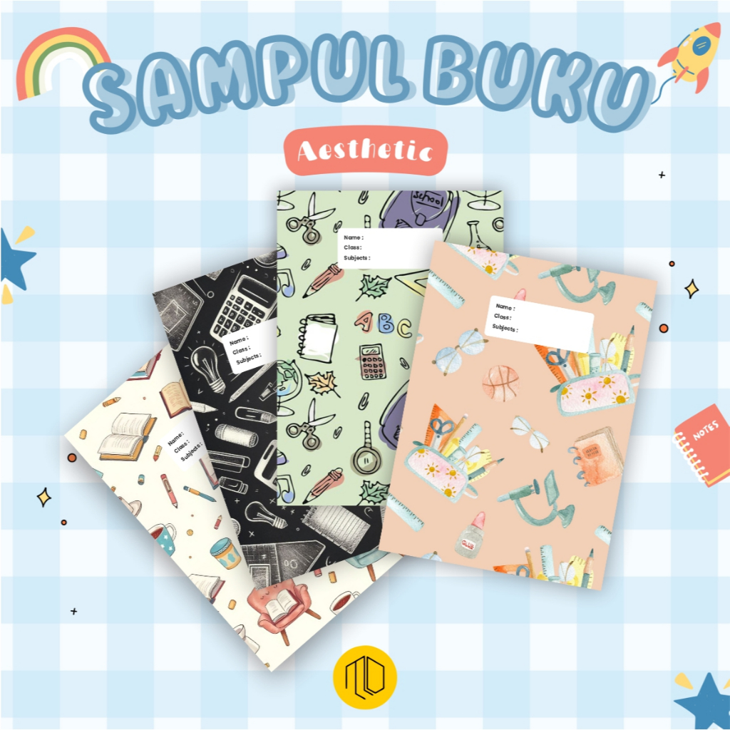 (ISI 10 PCS) Sampul Buku Karakter Motif Alat Tulis - Sampul Buku Tulis Aesthetic Custom Nama Sidu Da