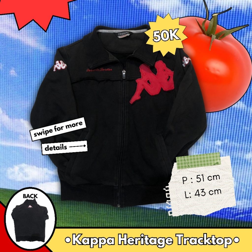 JAKET KAPPA VINTAGE BLACK RED - Tracktop Kappa Big Logo Original Second