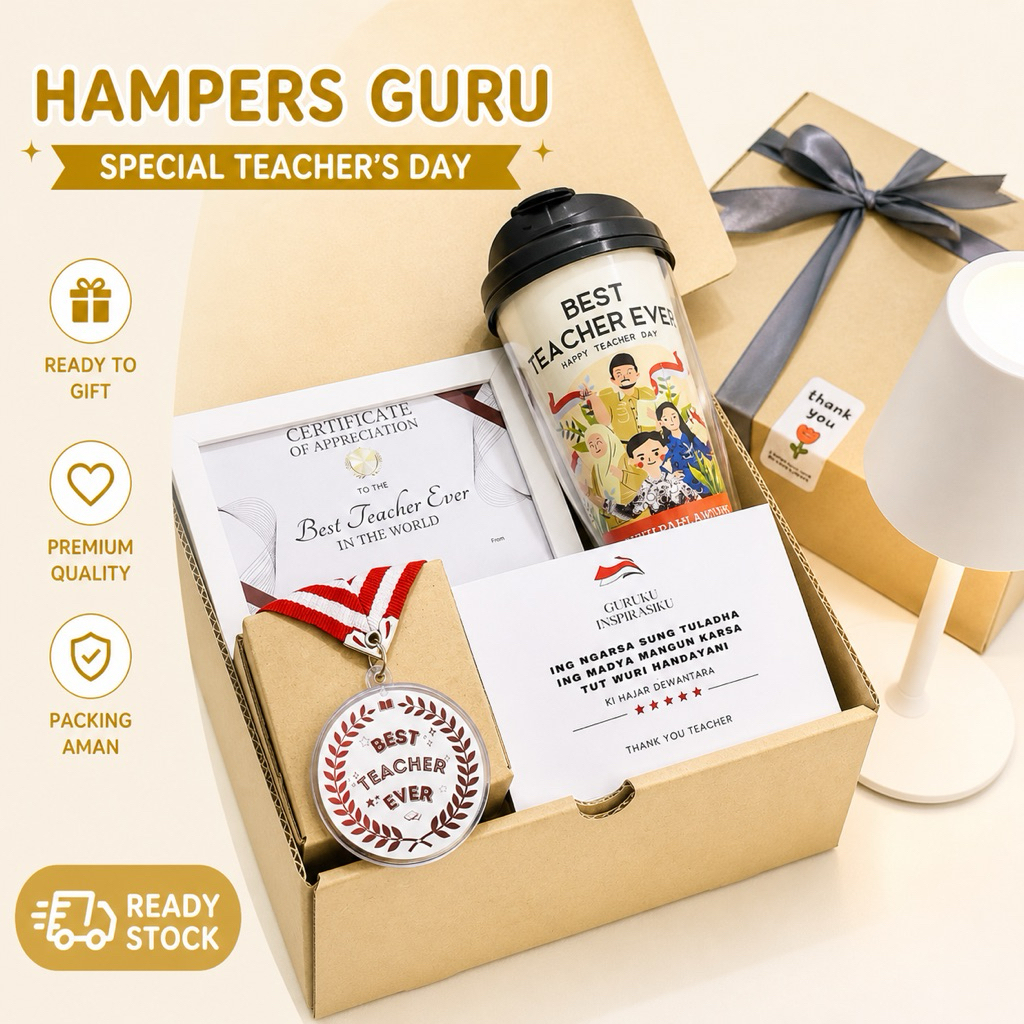 Kado Hampers Guru - Hampers Spesial Hari Guru - Medali Guru - Sertifikat Untuk Guru - Hadiah Perpisa