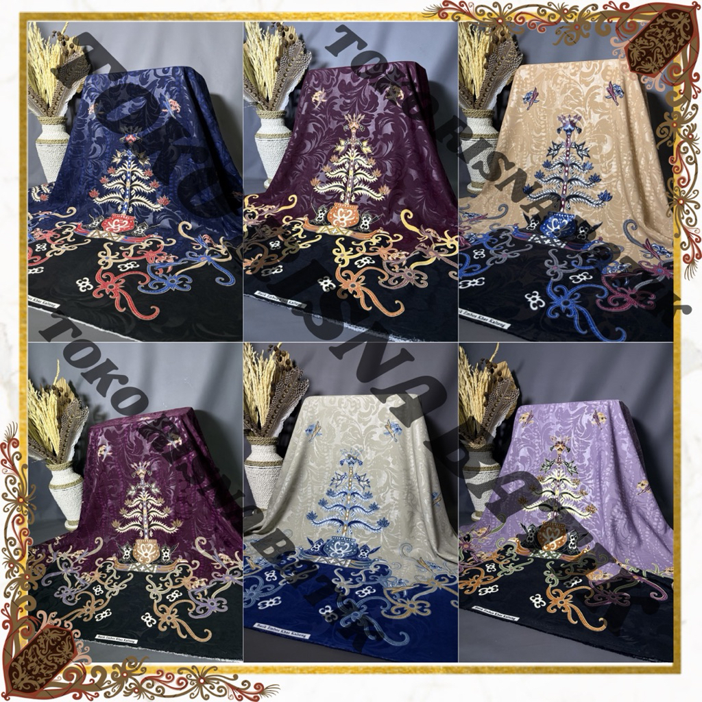 KAIN BATIK KHAS DAYAK KALIMANTAN TENGAH MOTIF BATANG GARING BAHAN TISSUE EMBOSSED PREMIUM TEBAL, UNT