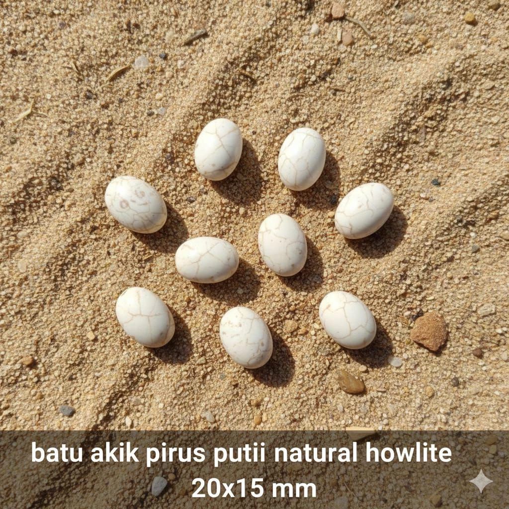 batu akik pirus putih natural howlite 20x15mm