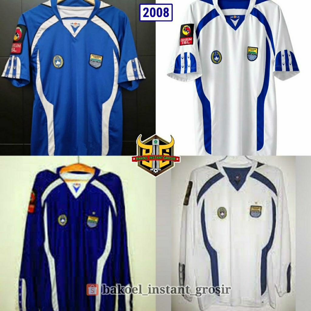 Jersey PERSIB Bandung 2008 JARUM ISL Home Away Lengan PENDEK dan PANJANG Full BORDIR Retro Remake Lo