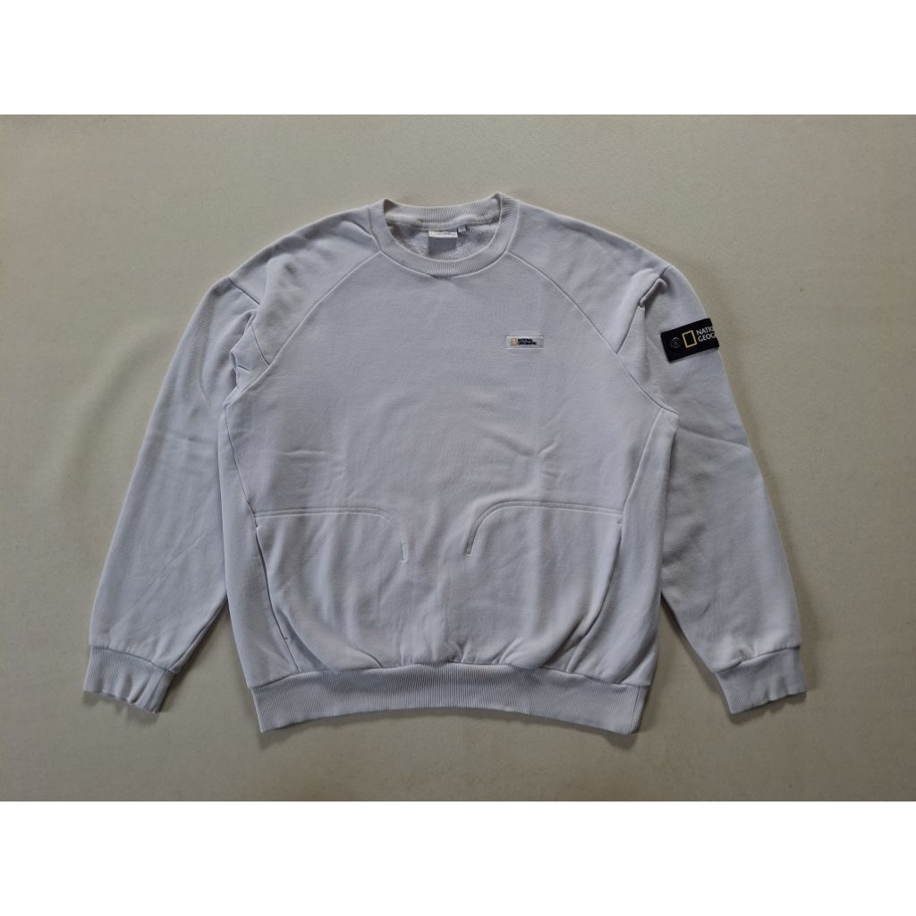 CREWNECK SWEATSHIRT NATIONAL GEOGRAPHIC PATCH ORIGINAL 100%