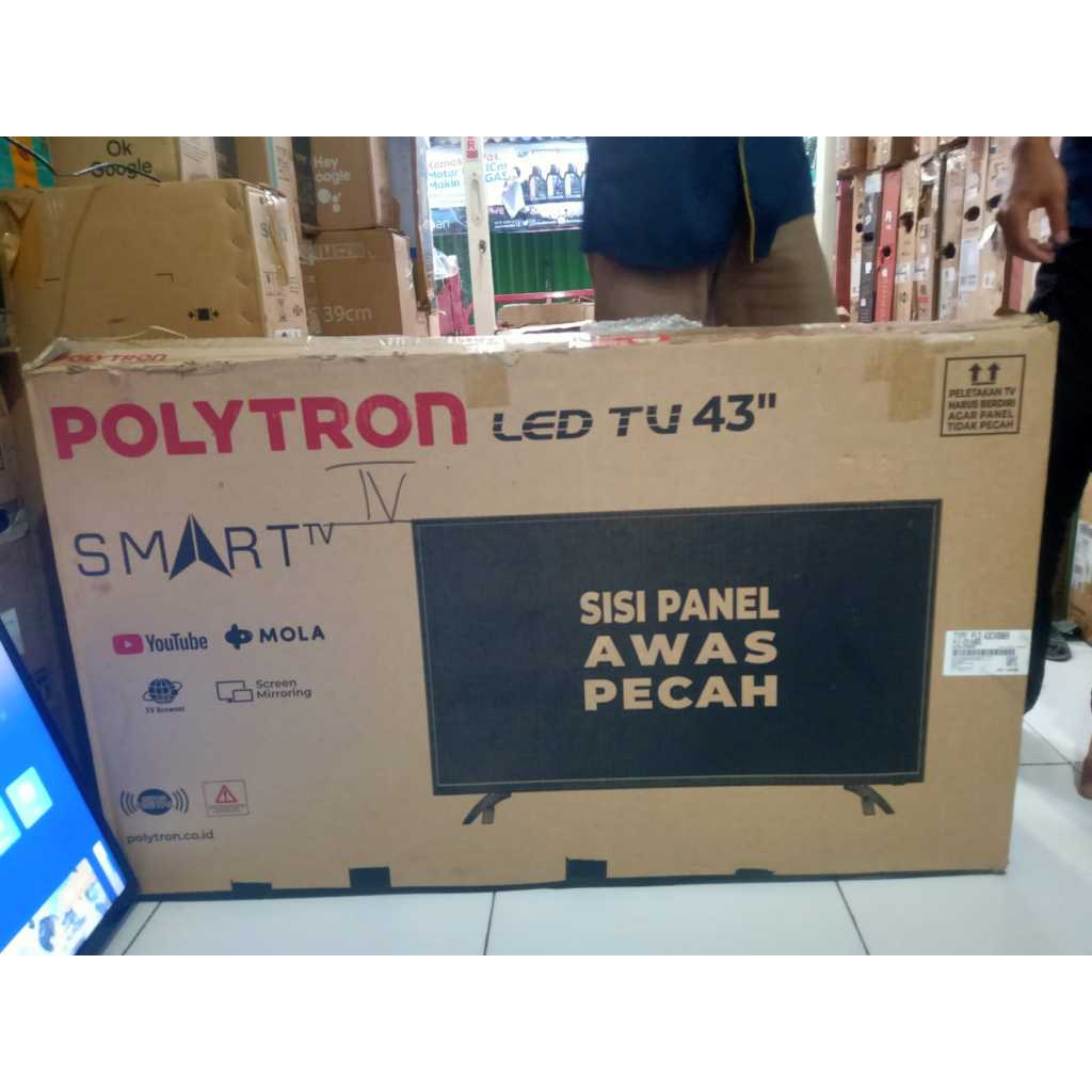 TV LED Bekas POLYTRON 43IN SMART TV BIS YOUTUBE WIFI MOLA TV LENGKAP 7582Z