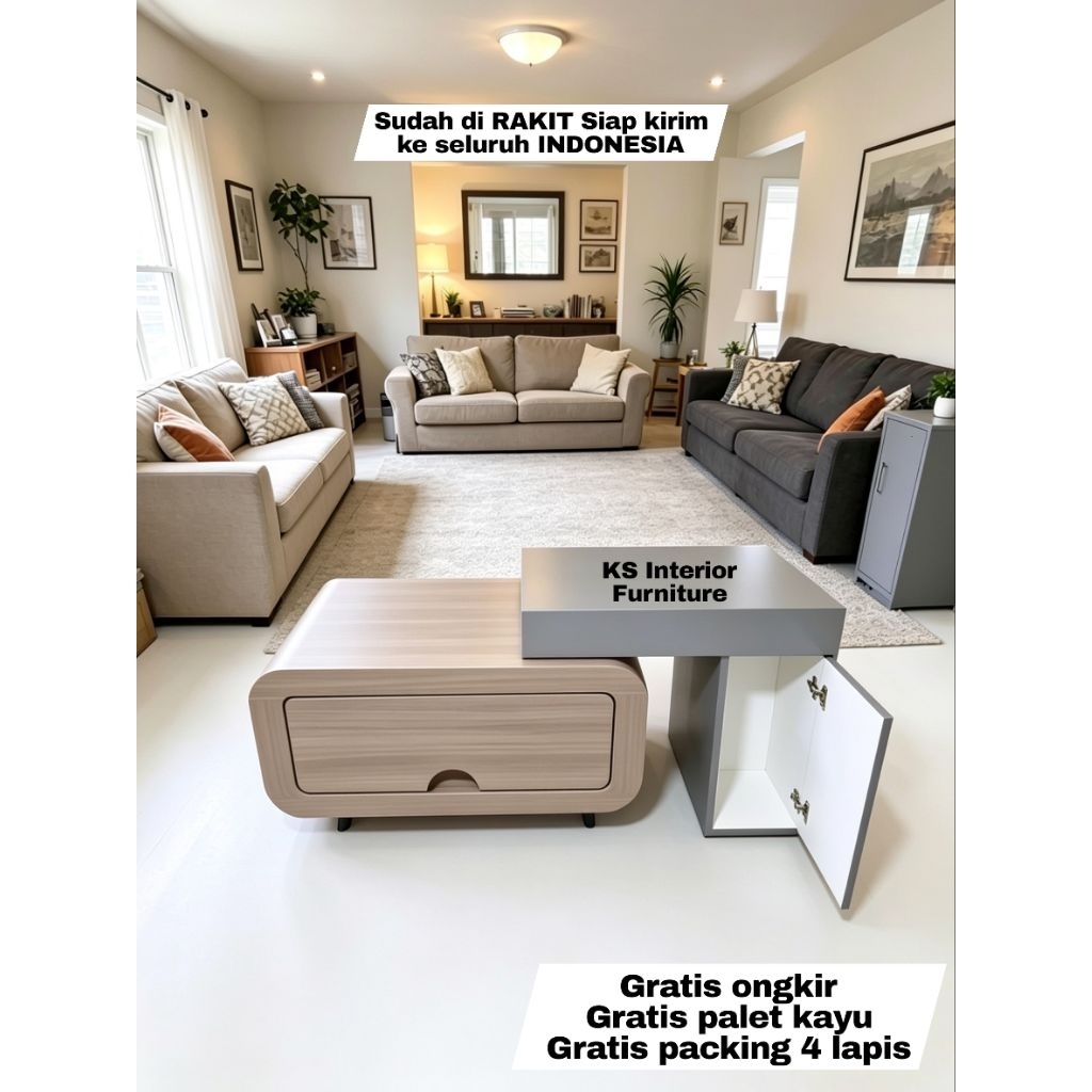 Meja Tamu HPL Minimalis 02, Meja Tamu Modern, Meja Sofa, Meja Tamu Super Mewah Kualitas Premium