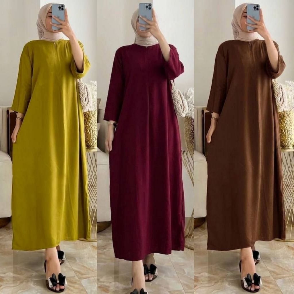 Daster rayon twill - daster rayon twill lengan 3/4 - daster rayon twill busui