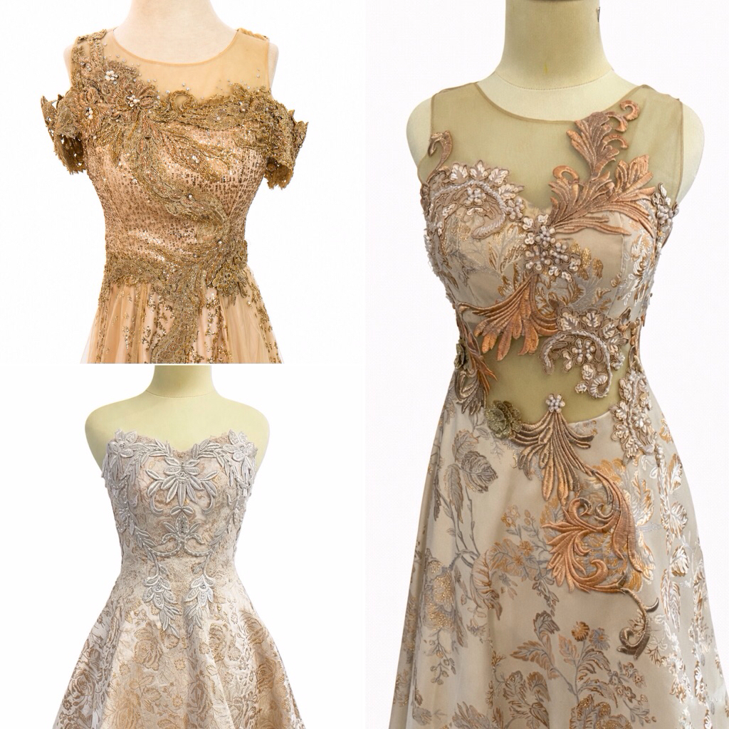 Gaun Pesta Preloved Gold Cream