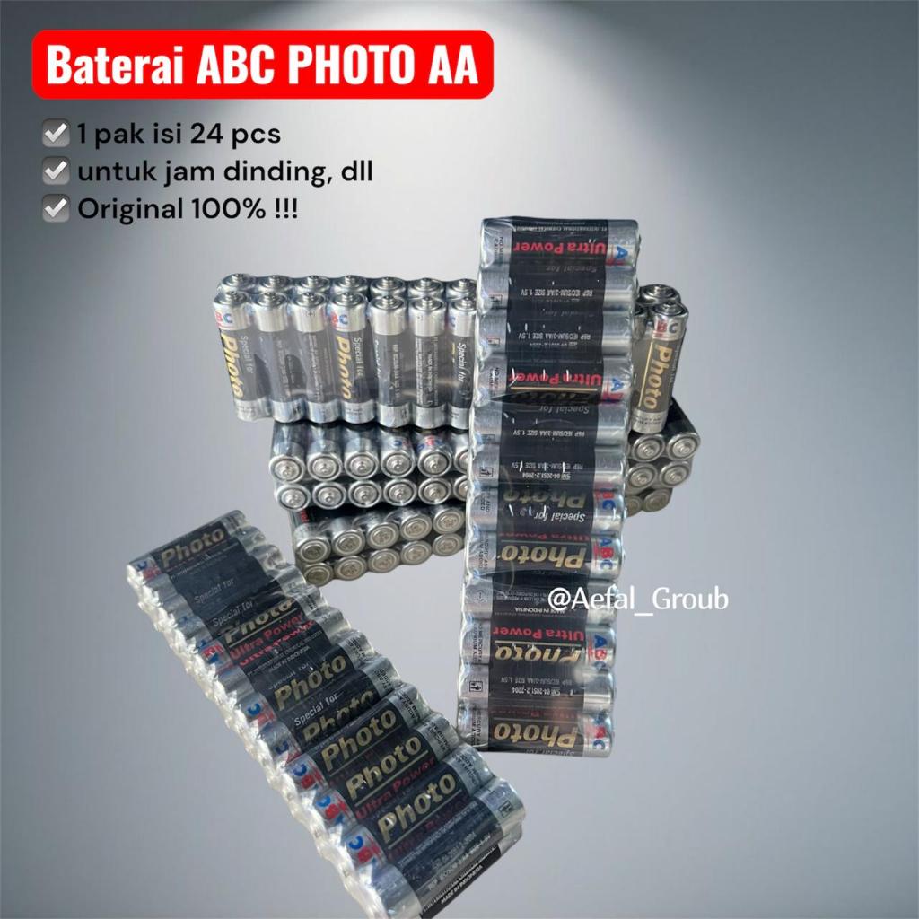 24pcs Baterai AA ABC Photo Hitam Original