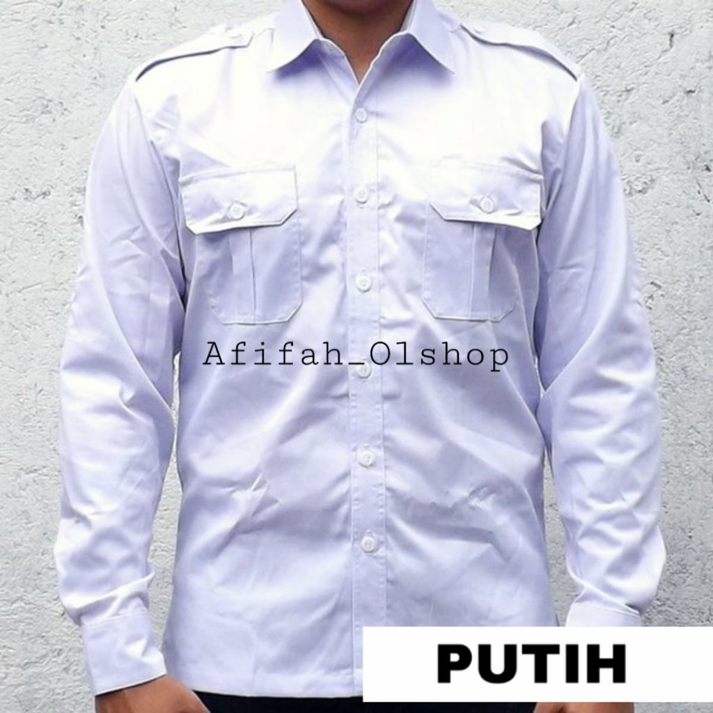 seragam PDH PDL Kemeja seragam PDH PDL lengan panjang putih ENZINO SPORT PDL lengan panjang putih EN
