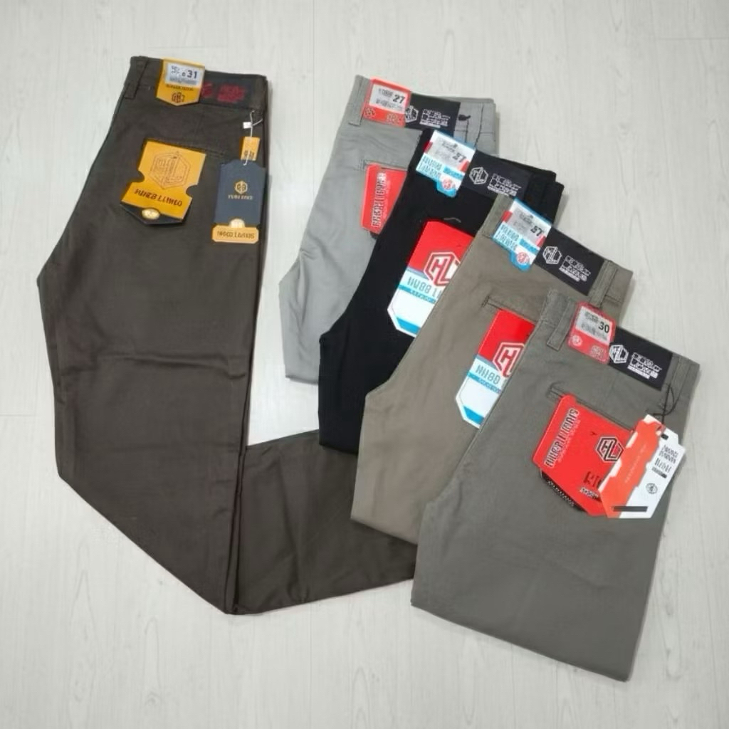HUGO LIORIS- Celana Panjang Pria Chino Hugo Lioris Slimfit dengan Bahan Twill Stretch Adem