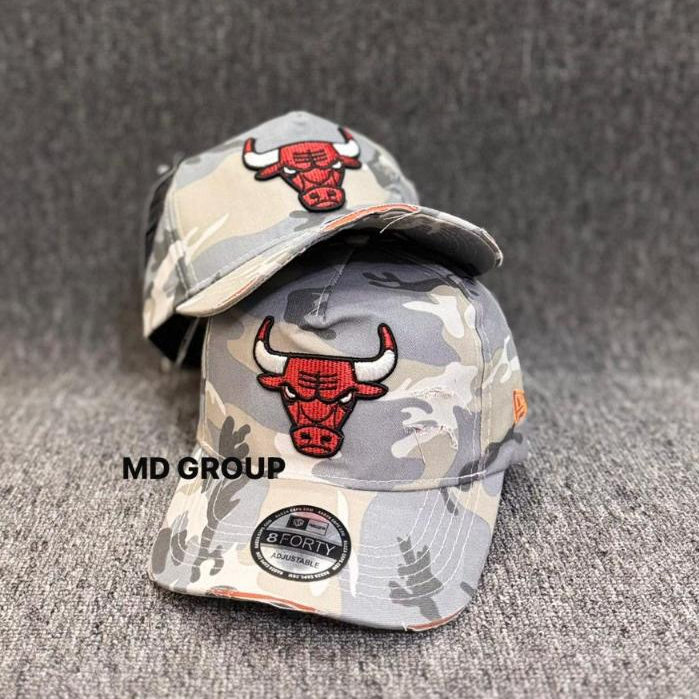 Topi Baseball Distro Loreng Camo White Chicago Bulls Model Sobek Kualitas Import Real Pict