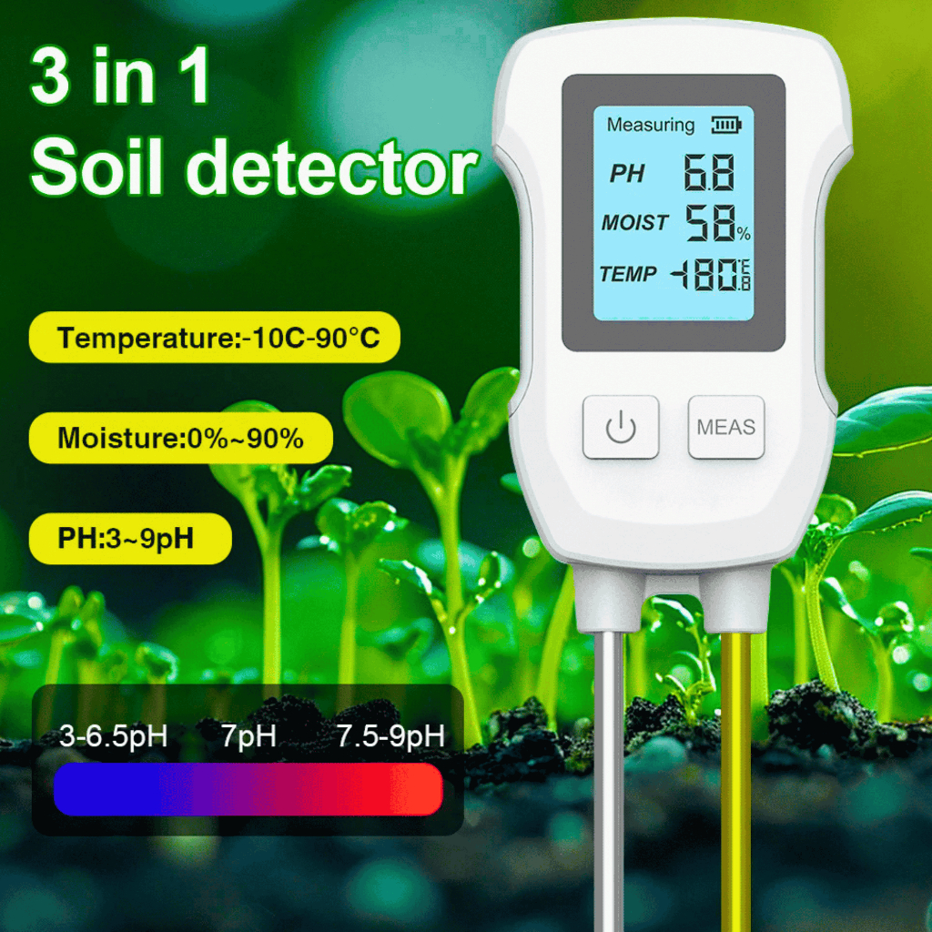 COD Taffware 3in1 Alat Pengukur PH Tanah Digital Akurat Pertanian Humidity Test PH Meter Soil - YG39