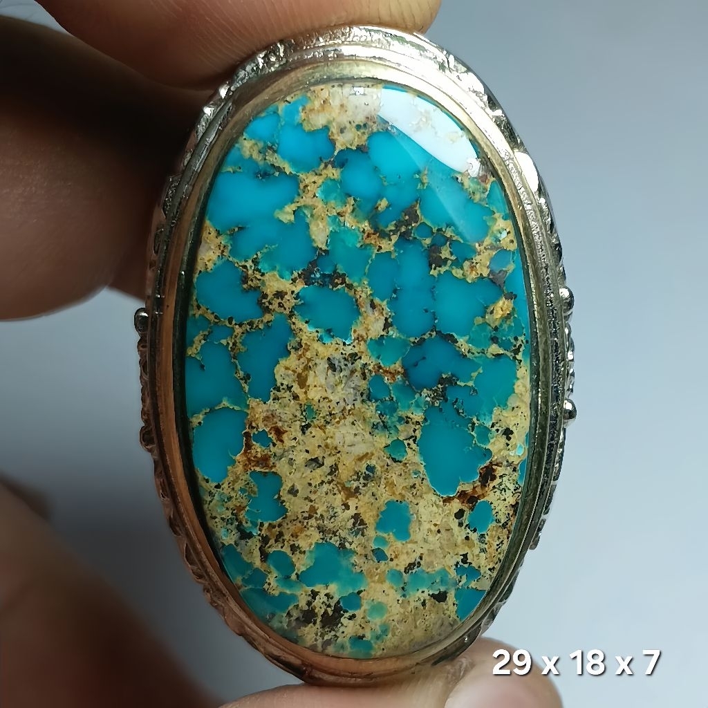 NATURAL BATU PIRUS PERSIA BIRU URAT EMAS