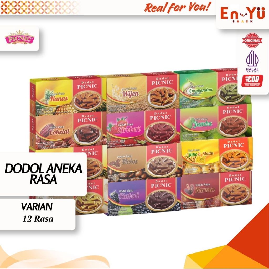 Dodol Picnic Aneka Rasa / Dodol Garut / Dodol Wijen Durian Susu Nanas Cokelat Moka Kurma Cocopandan