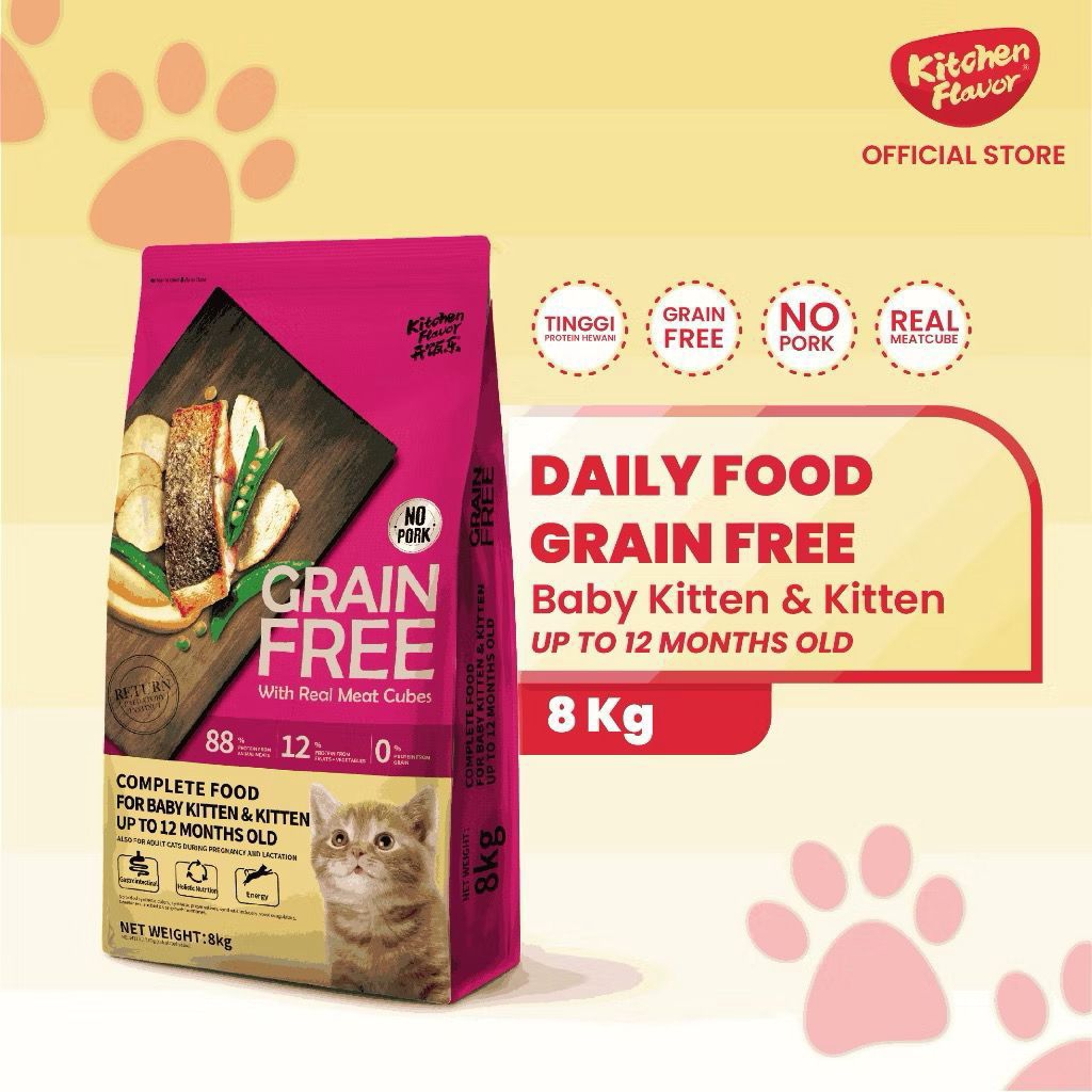 Ekspedisi Kitchen flavor Grainfree Baby & Kitten 8kg - makanan anak kucing