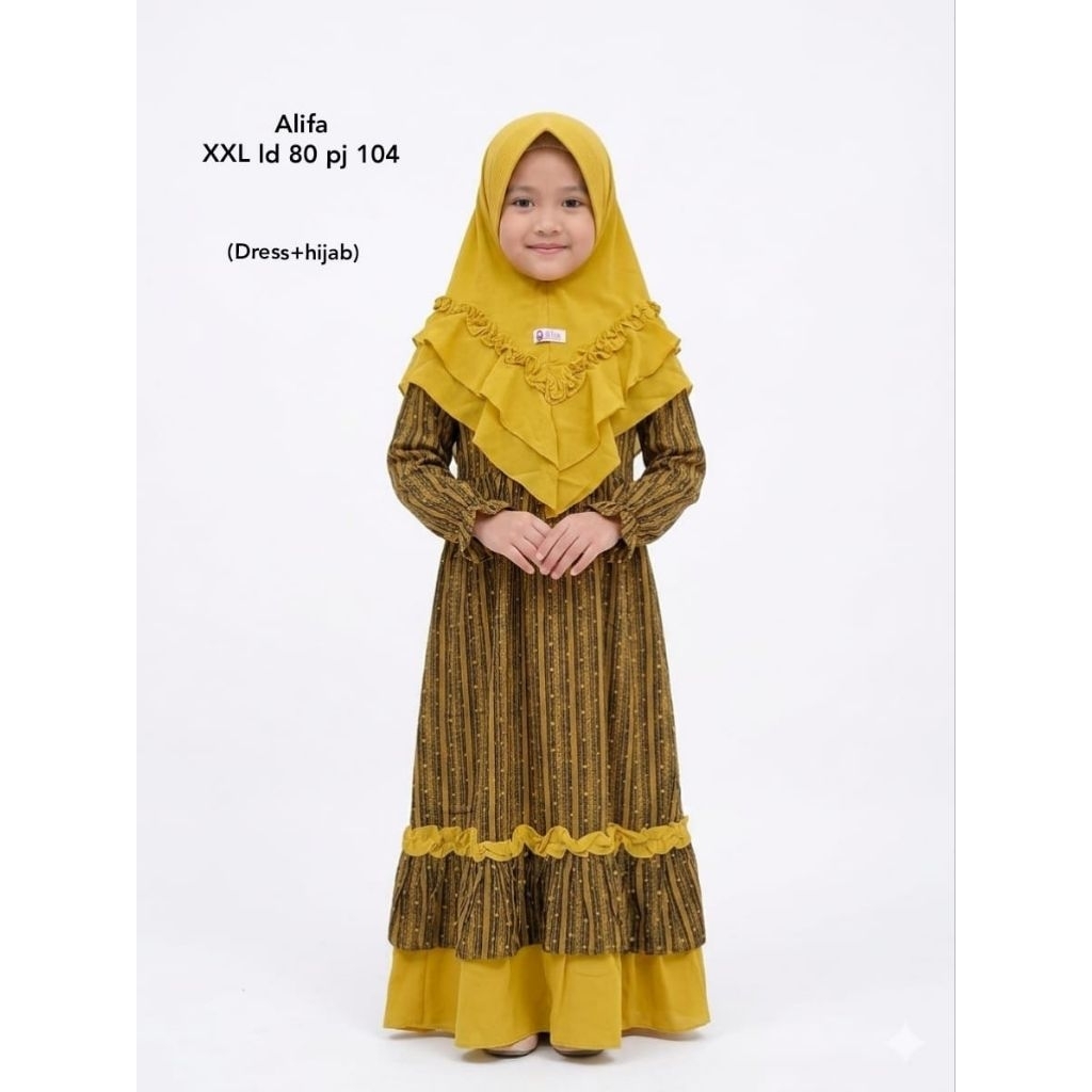 Dress Gamis anak by Alifa (Set Dress + Hijab)