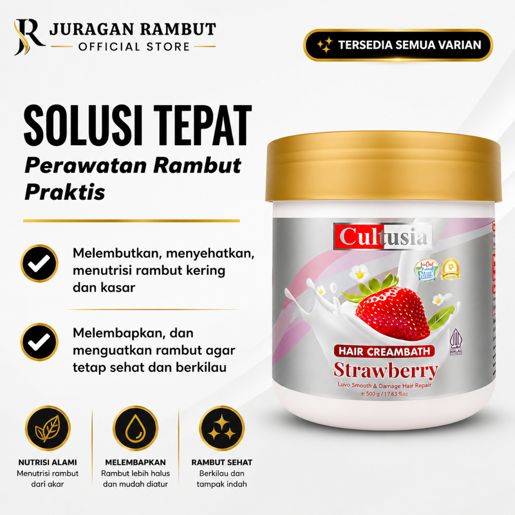 Cultusia Hair Creambath Krim Perawatan Rambut Creambath Nutrisi Alami 500ml untuk Rambut Kering dan 