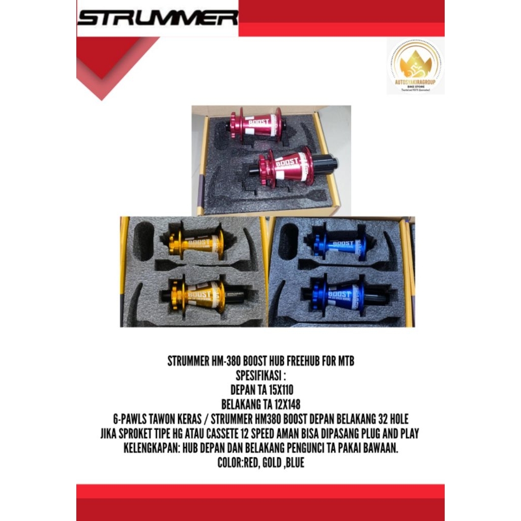 Hub Freehub Strummer HM 380 Boost Jangkrik Tawon 32 hole Ready Siap Krim