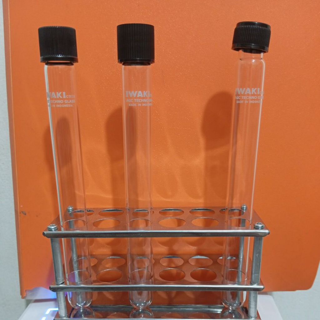 Test Tube with Screw Cap 27 ML Iwaki. Cap : 415-18 Iwaki. GL-18 Duran. Lokal. Tabung Reaksi Screw 18
