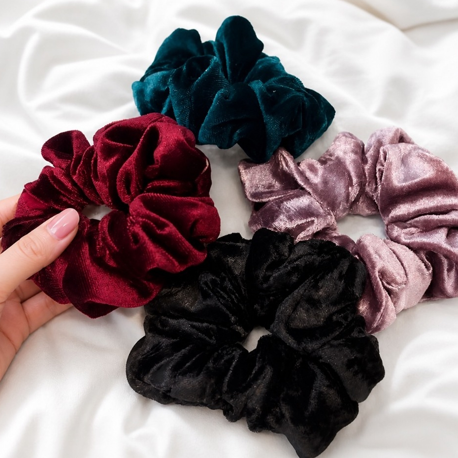 Ikat Rambut Bludru Scrunchie Bludru Jumbo Premium Kunciran Cepol Hijab Bludru Ikat Rambut Wanita Fem