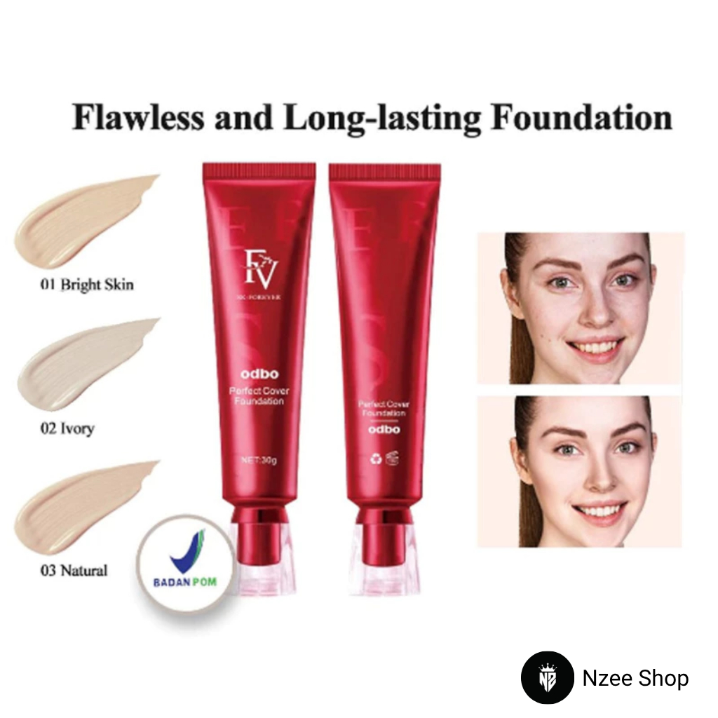 OdbO Perfect Cover Foundation 30g flawless and long-lasting makeup FV SK forever tahan air