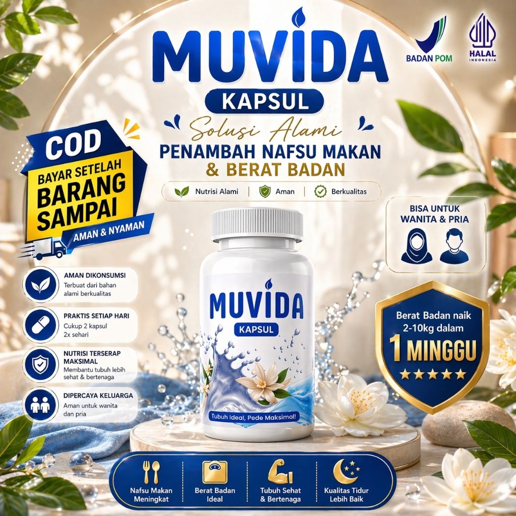 Muvida Kapsul Penggemuk Badan Alami  Nafsu Makan Naik, Berat Badan Ideal Cepat