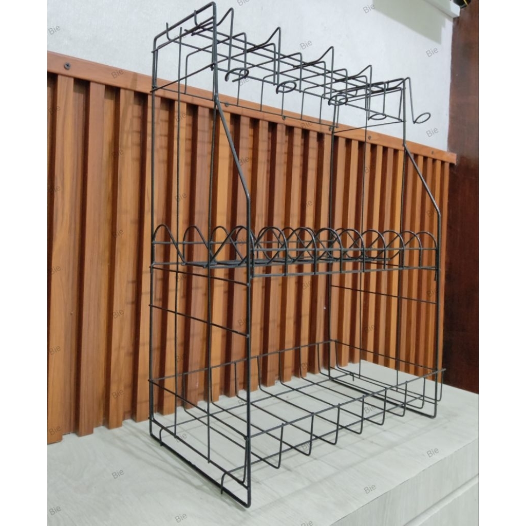 rak piring minimalis / susun 3/ rak piring warna hitam