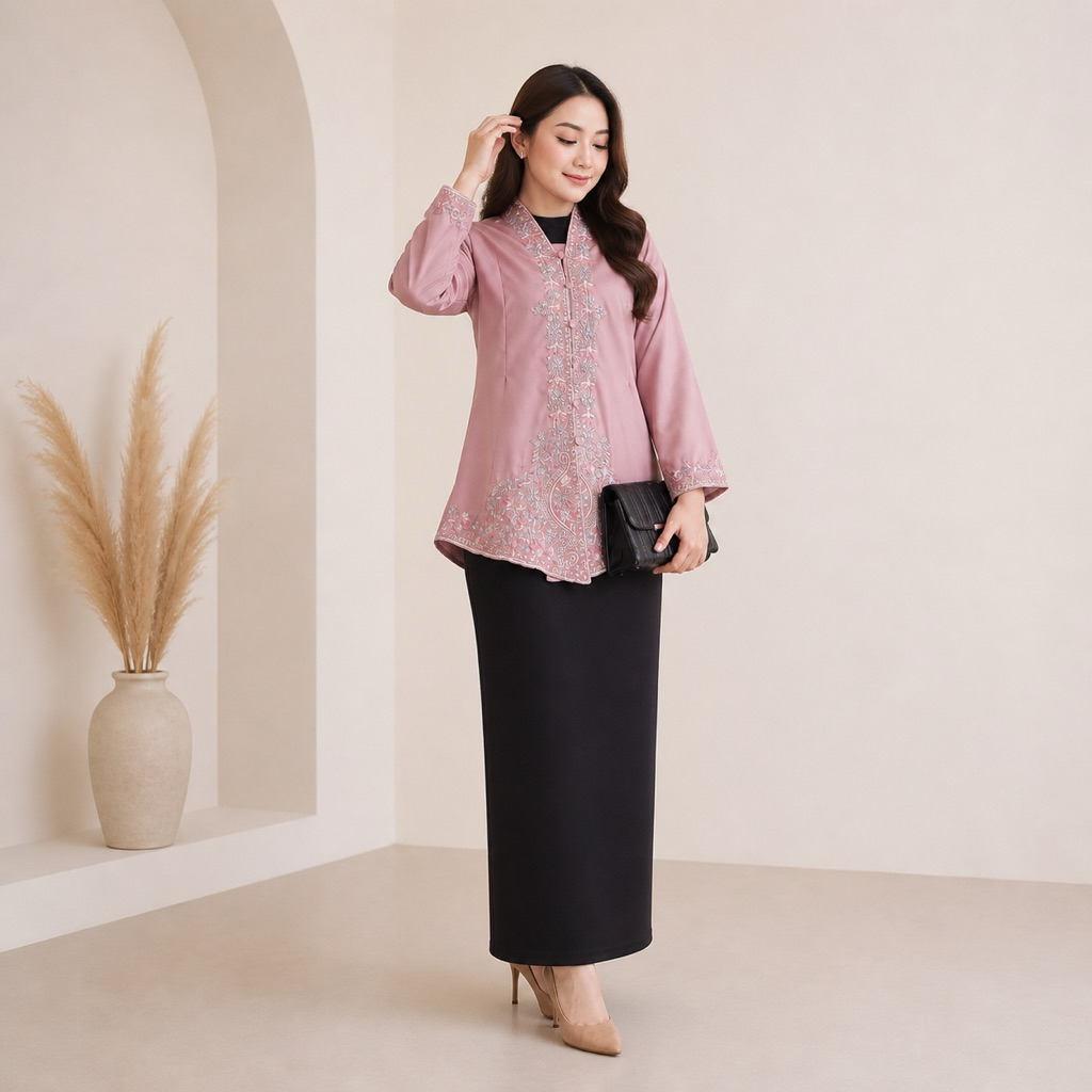 Elorisse - Kebaya Bordir Bunga Blus Encim Katun Toyobo Bordir Blues Atasan Wanita