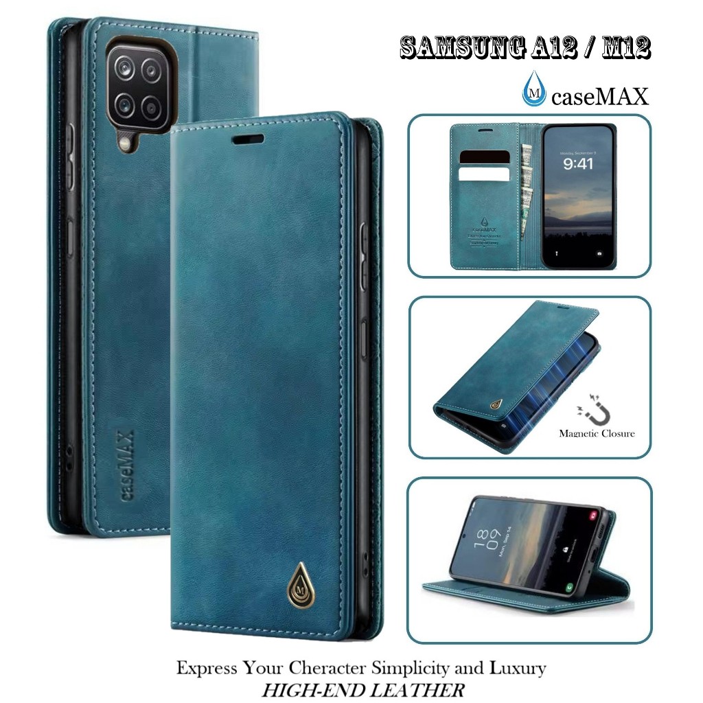 Flip Case SAMSUNG A12 / M12 Case Wallet Kulit Casing Dompet Case Wallet Leather Flip Case SAMSUNG A1