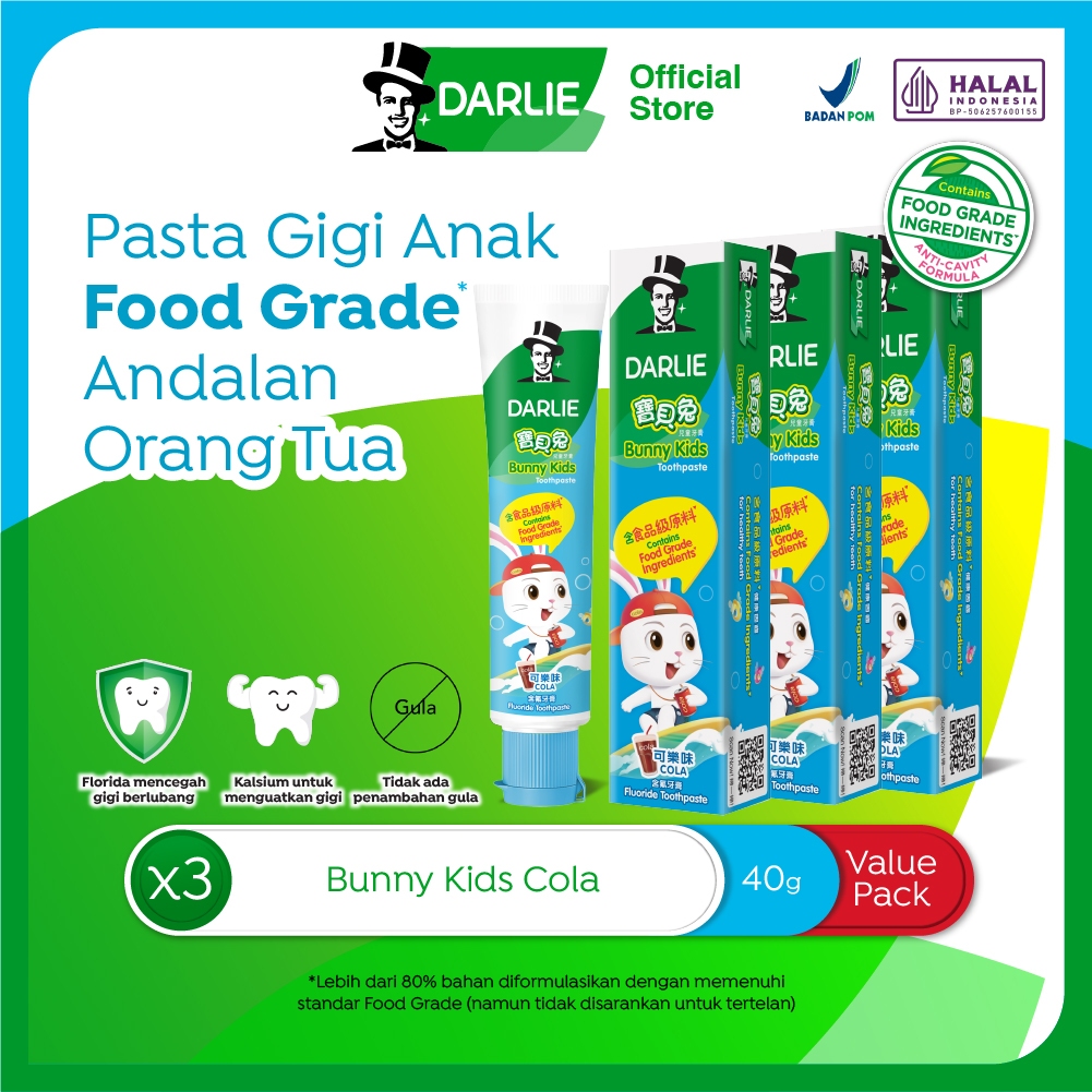 DARLIE Bunny Kids Cola Pasta Gigi Anak 40 gr - Value Pack Isi 3 Pcs