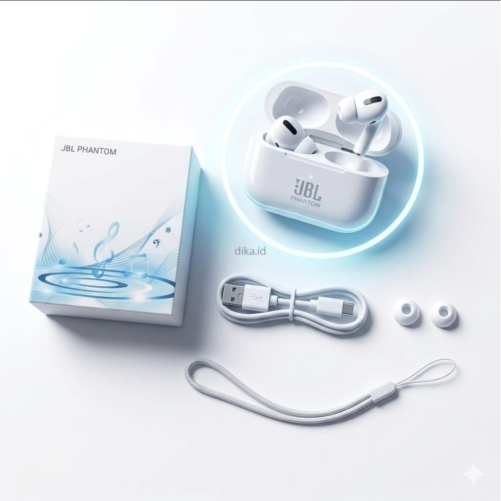 TWS Phantom Earbuds Wireless | Bluetooth Integrated Bulit Inn Noise | Earphone Super Bass Kualitas T