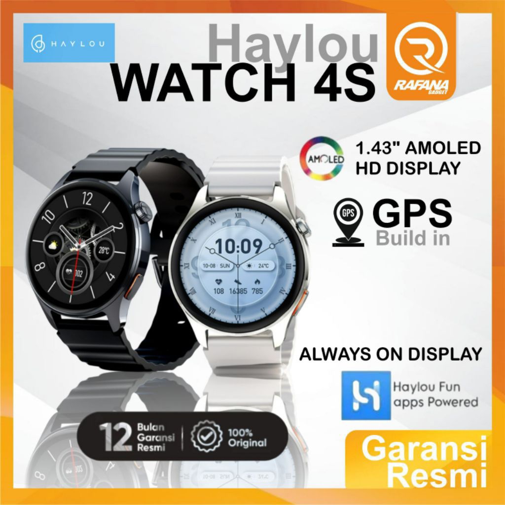 Haylou watch 4s Smartwatch GPS Build In Layar Amoled
