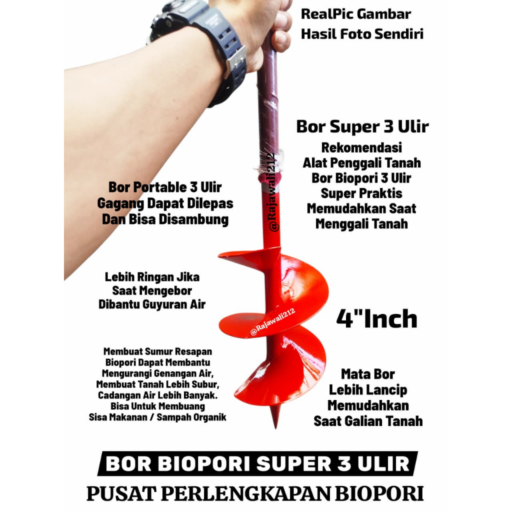 BOR Biopori Alat Penggali Tanah Manual /Bor Biopori Alat Gali Tanah