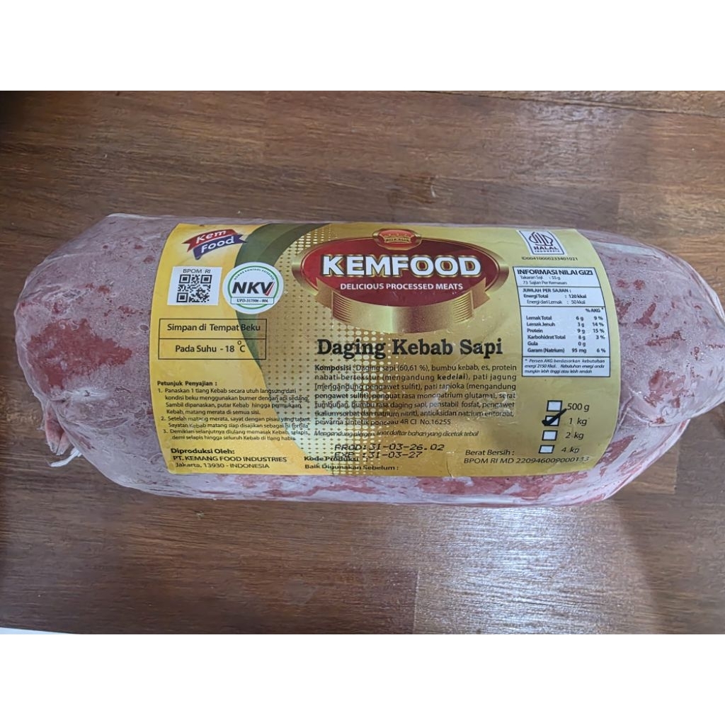 kemfood daging kebab sapi 1kg