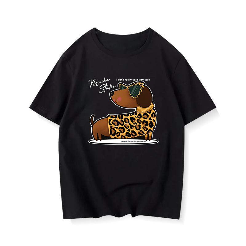 Kaos Wanita Motif Kartun Dachshund, Gaya Korea Modis, Atasan Wanita Gaya Korea, Longgar Gaya Korea |