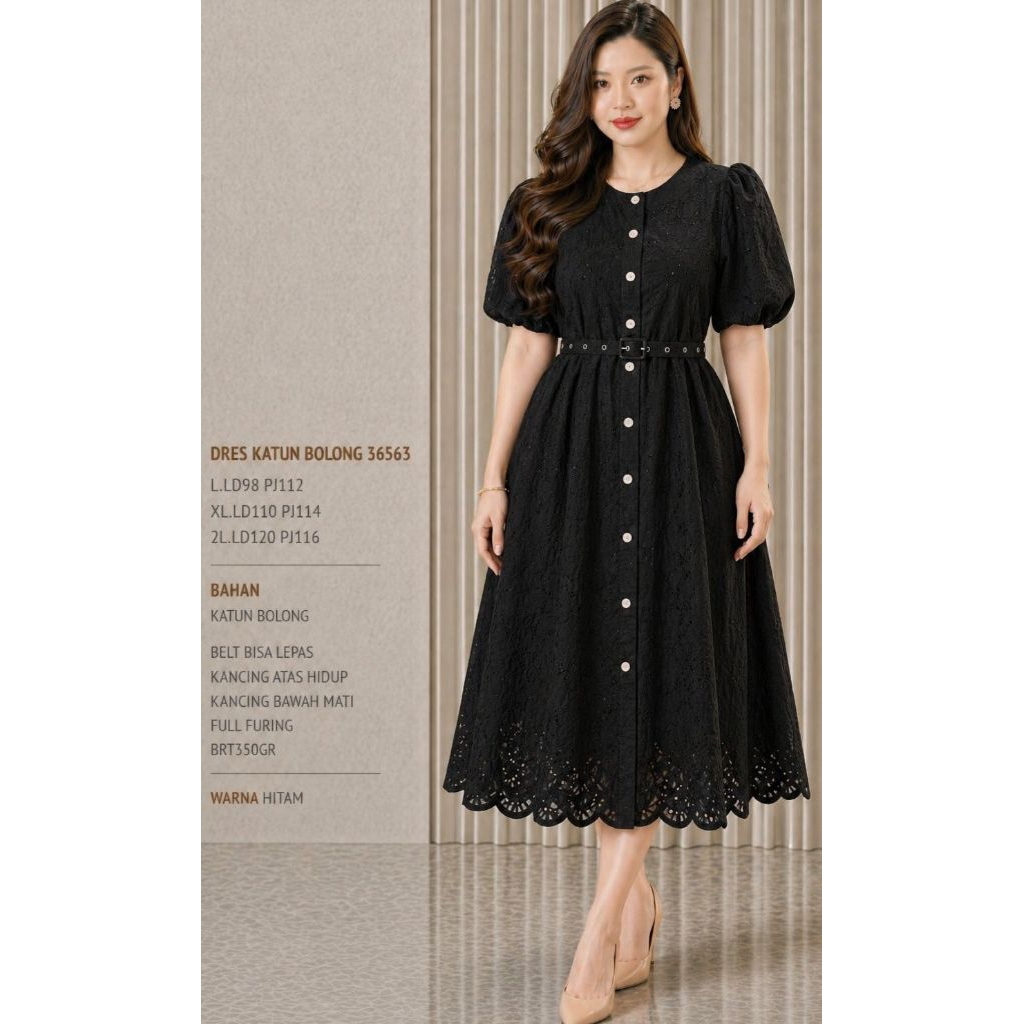 dress cewek katun bolong full furing 36563