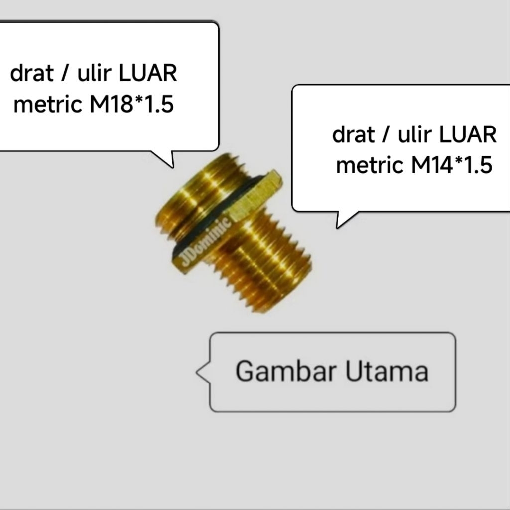 konverter drat luar 3/8 ke ulir 1/4 brass kuningan reducer converter konversi M18*1.5 diameter M14*1