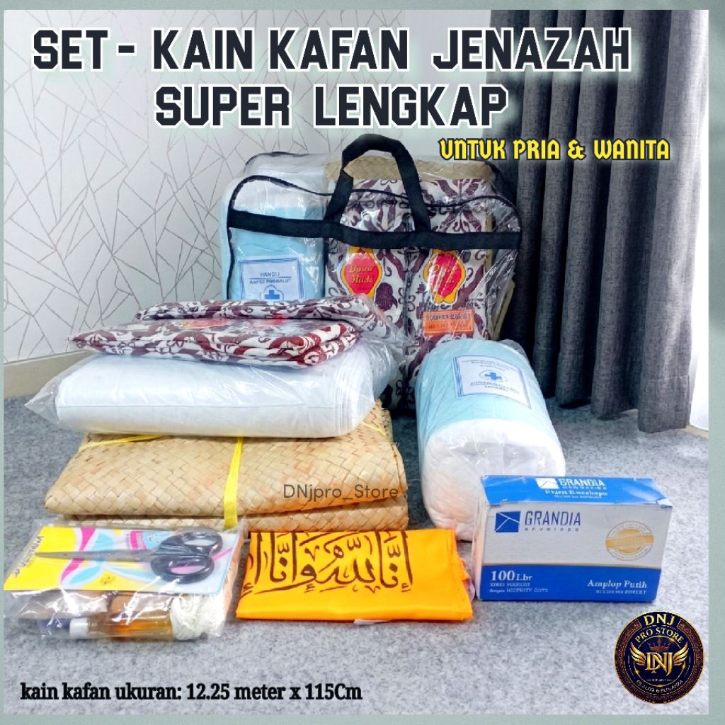 kain kafan jenazah super lengkap untuk laki laki perempuan Di lengkap dengan pemulasaran | kain kafa