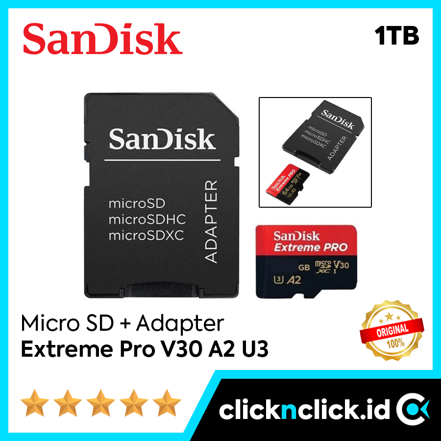 Micro SD SANDISK Extreme Pro 1TB - V30 A2 SDXC 200MB/s U3 4K Ultra HD UHD Memori Memory Card Kartu M