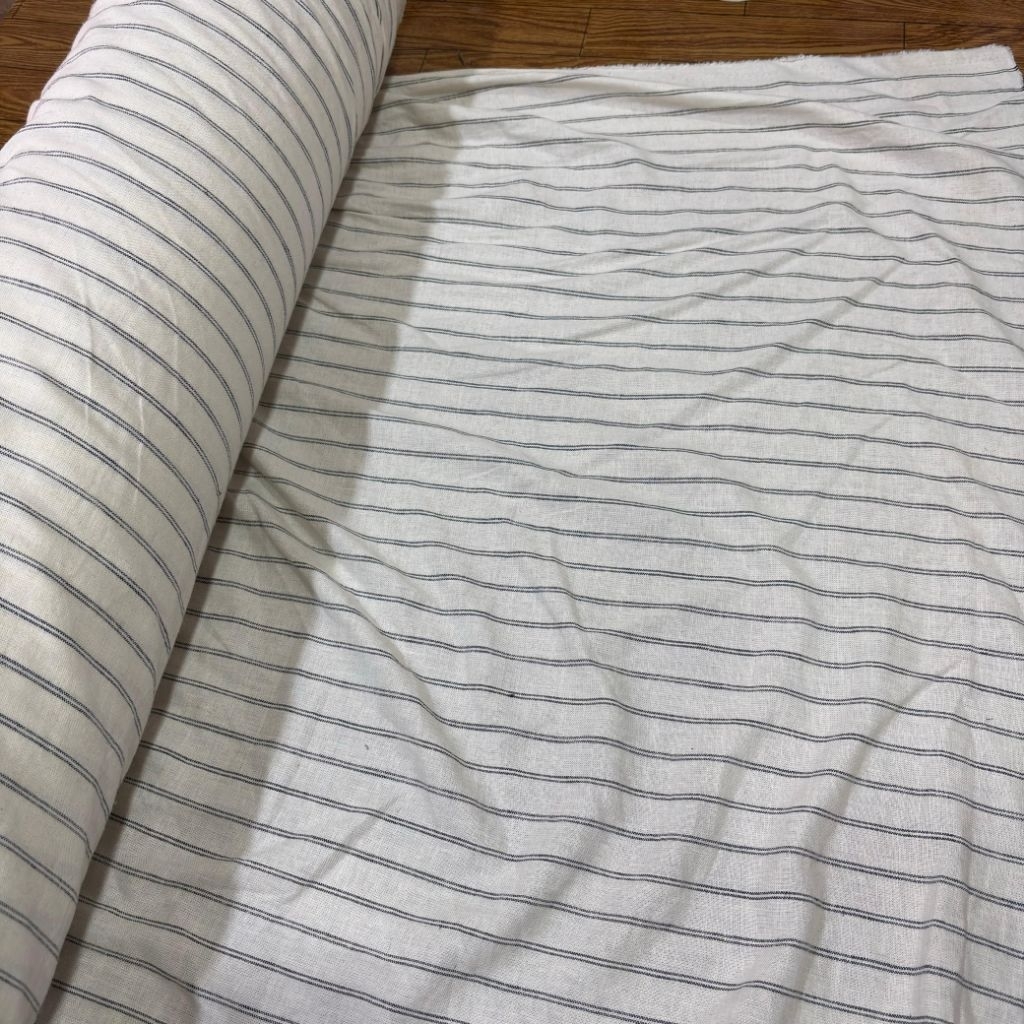 kain katun Linen motif salur/kain pure linen salur